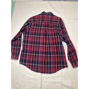 Roundtree & Yorke Casual Button-Down Shirt Men's Large Red Navy Cotton